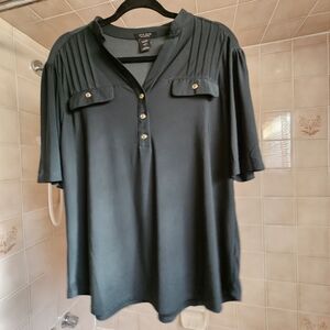 Love Ryan Dark Green Short Sleeve Blouse Size XL NWOT